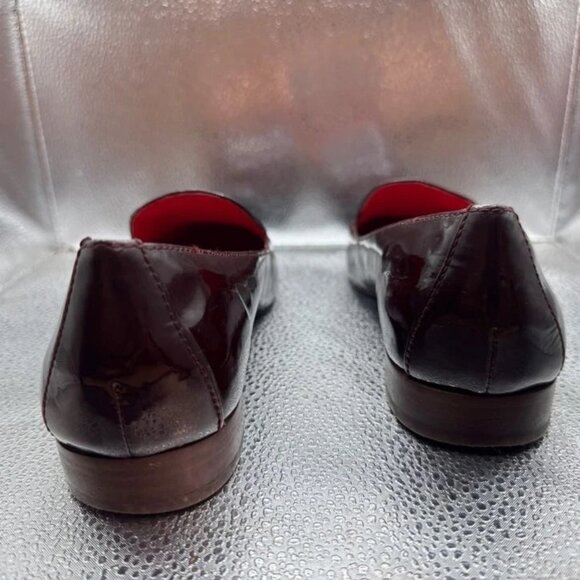 Size 8M - Tory Burch Womens Black Patent Leather Slip On Classic Ballet Loafers - Picture 7 of 10